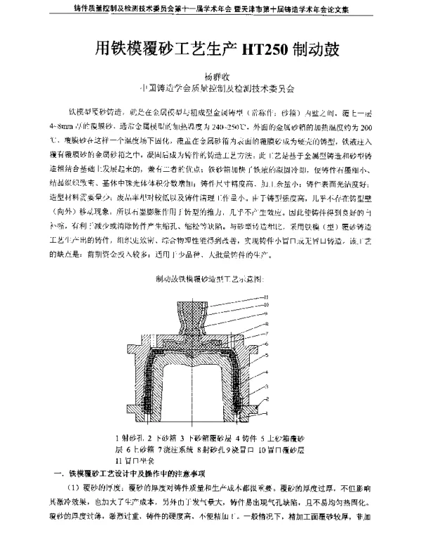 用铁模覆砂工艺生产HT250制动鼓