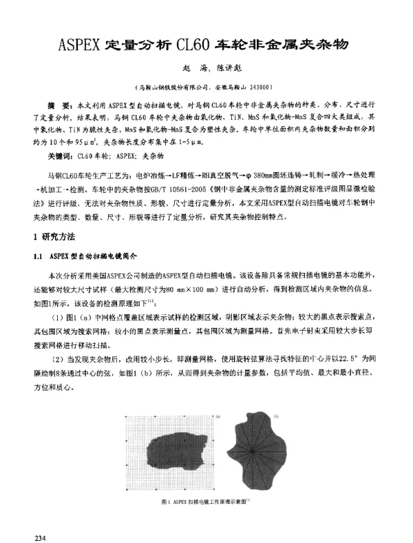 ASPEX定量分析CL60车轮非金属夹杂物