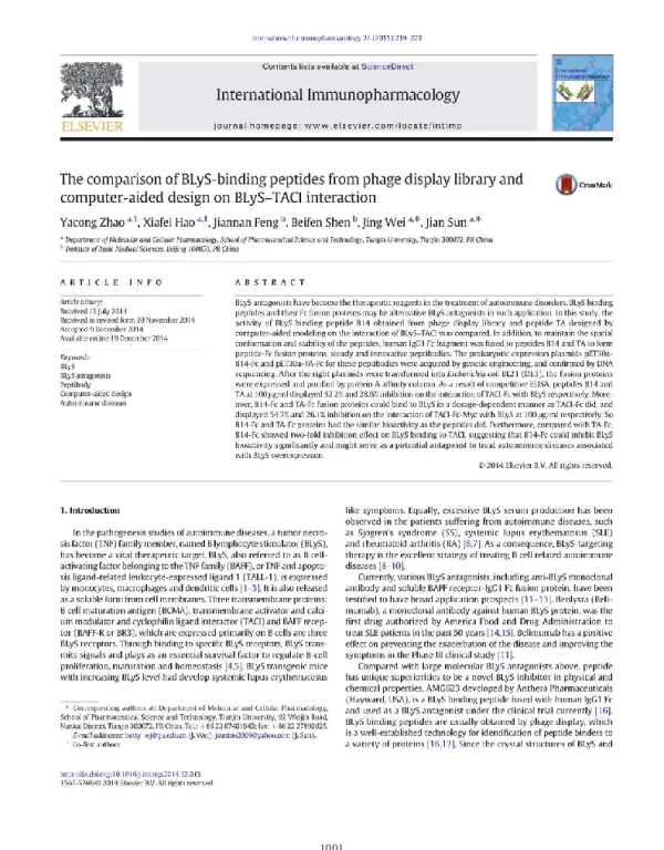 ThecomparisonofBLyS-bindingpeptidesfromphagedisplaylibraryandcomputer-aideddesignonBLyS-TACIinteraction