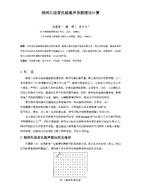 相间孔径穿孔板吸声系数理论计算