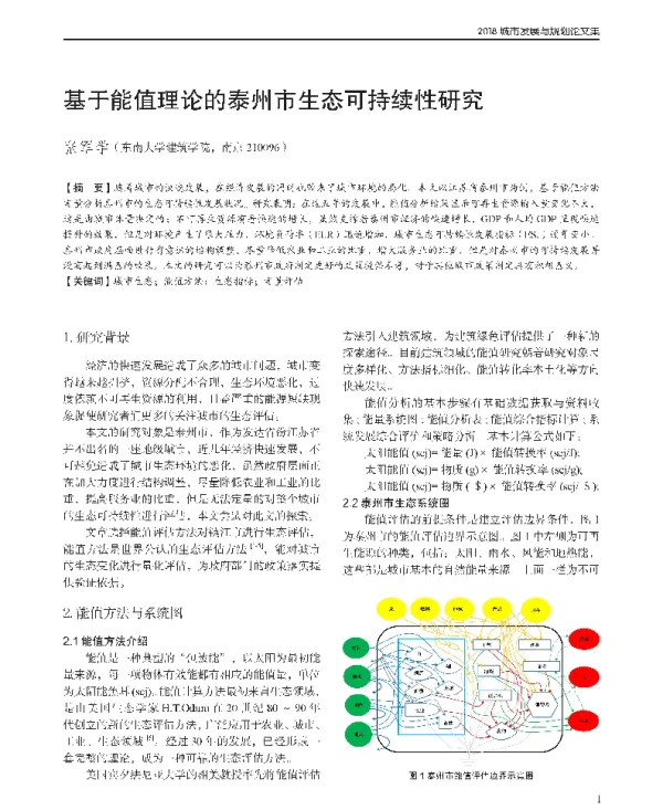 基于能值理论的泰州市生态可持续性研究