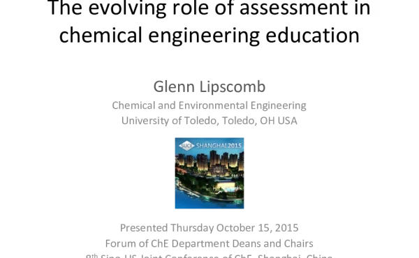 Theevolvingroleofassessmentinchemicalengineeringeducation