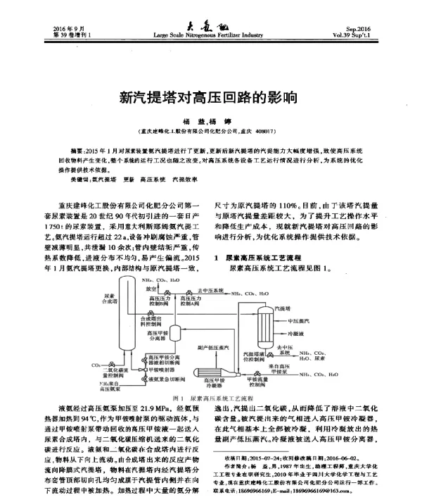 新汽提塔对高压回路的影响