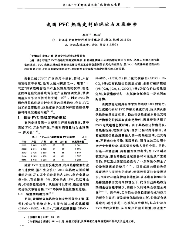 我国PVC热稳定剂的现状与发展趋势
