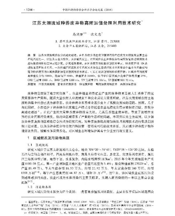 江苏太湖流域种养废弃物高附加值处理利用技术研究