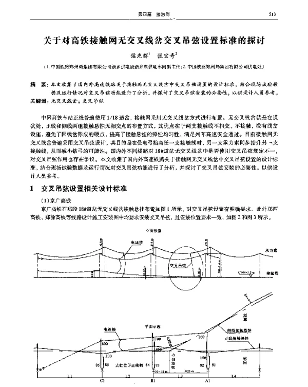 关于对高铁接触网无交叉线岔交叉吊弦设置标准的探讨
