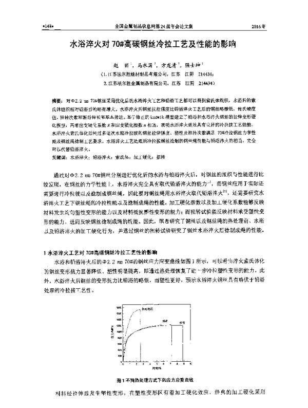 水浴淬火对70高碳钢丝冷拉工艺及性能的影响