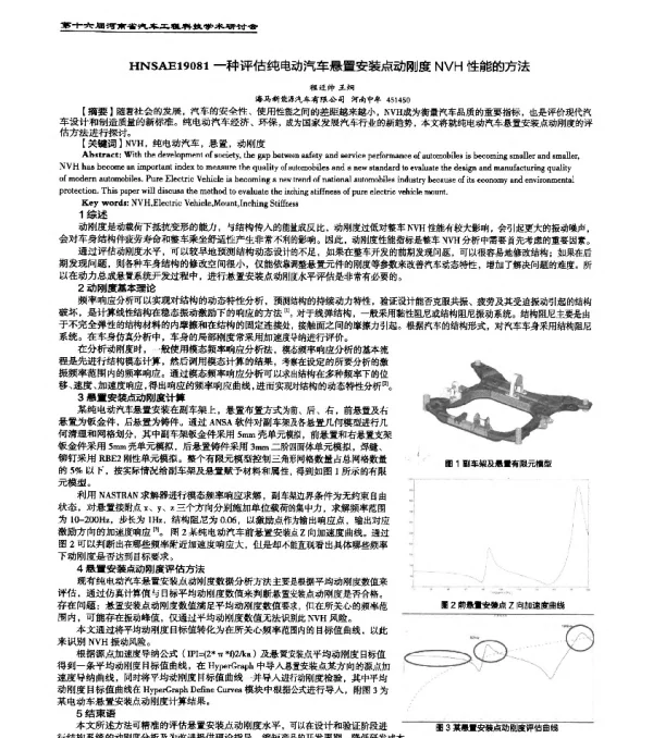 HNSAE19081一种评估纯电动汽车悬置安装点动刚度NVH性能的方法