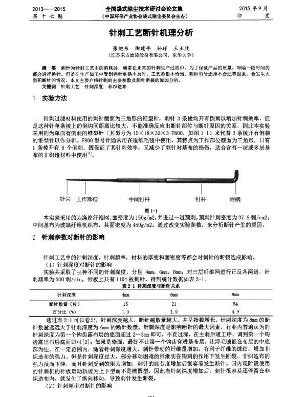针剌工艺断针机理分析
