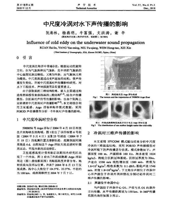 中尺度冷涡对水下声传播的影响