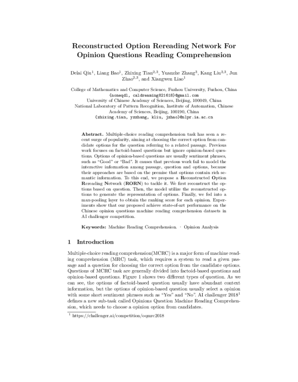 ReconstructedOptionRereadingNetworkForOpinionQuestionsReadingComprehension