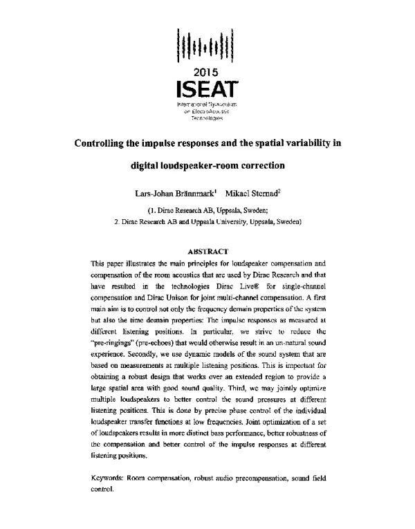 Controllingtheimpulseresponsesandthespatialvariabilityindigitalloudspeaker-roomcorrection