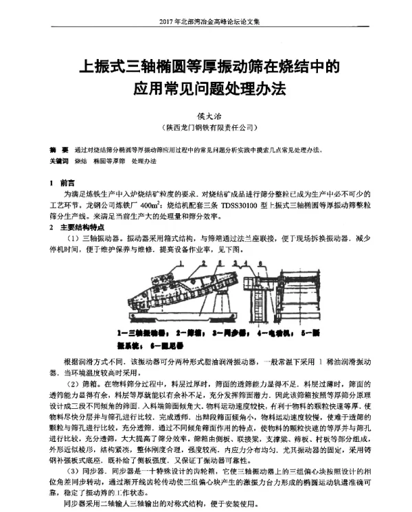 上振式三轴椭圆等厚振动筛在烧结中的应用常见问题处理办法