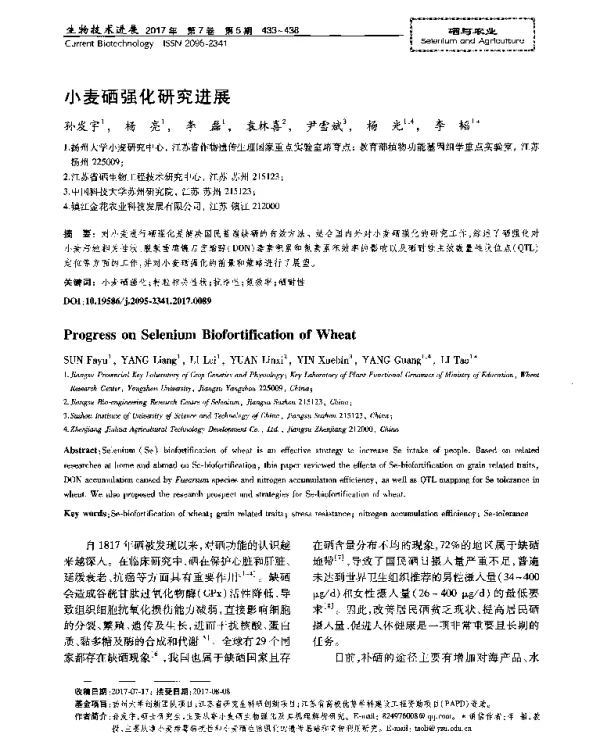 小麦硒强化研究进展
