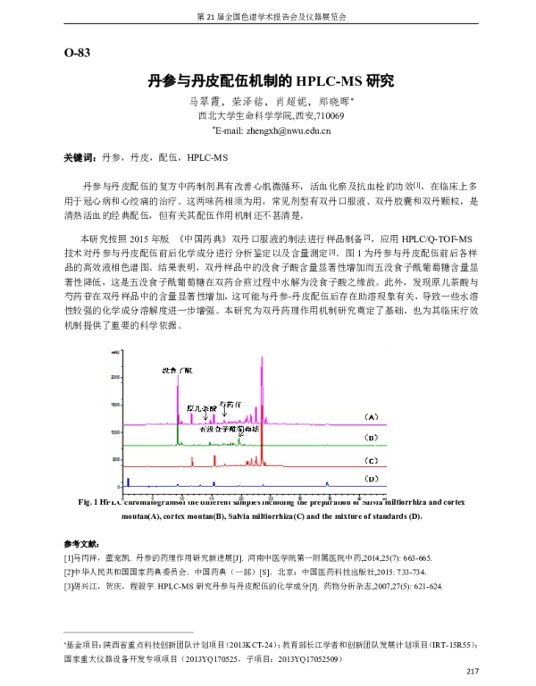 丹参与丹皮配伍机制的HPLC-MS研究