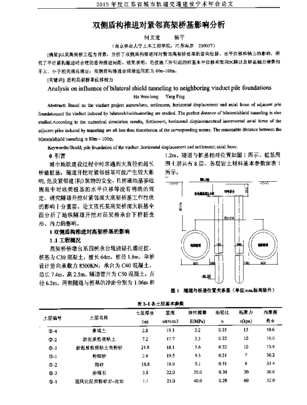 双侧盾构推进对紧邻高架桥基影响分析