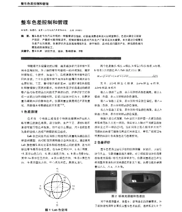 整车色差控制和管理