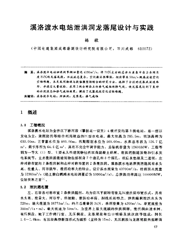 溪洛渡水电站泄洪洞龙落尾设计与实践