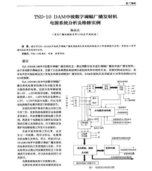 TSD-10DAM中波数字调幅广播发射机电源系统分析及维修实例