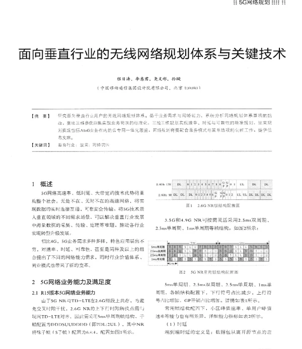 面向垂直行业的无线网络规划体系与关键技术
