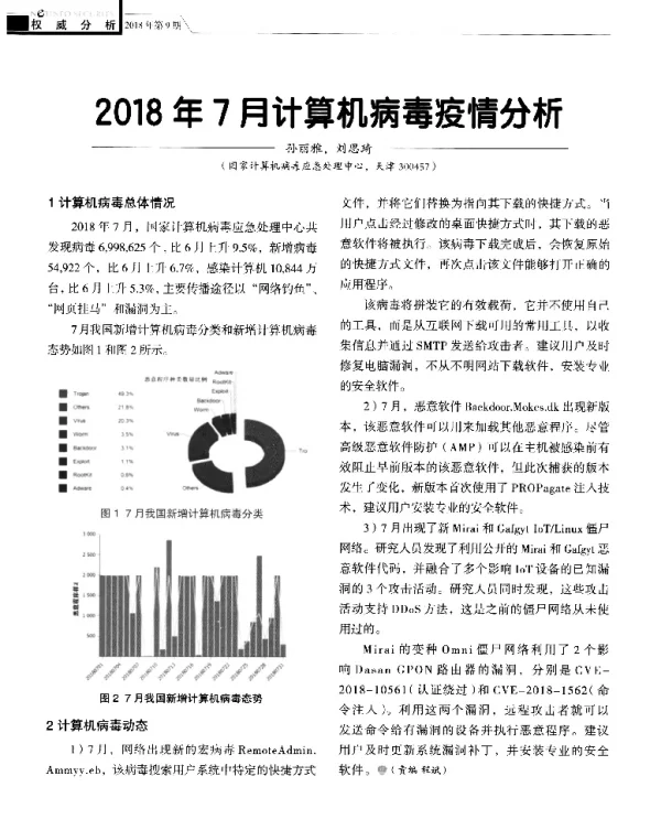 2018年7月计算机病毒疫情分析