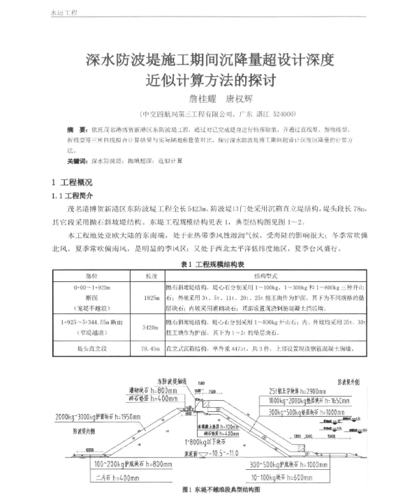 深水防波堤施工期间沉降量超设计深度近似计算方法的探讨
