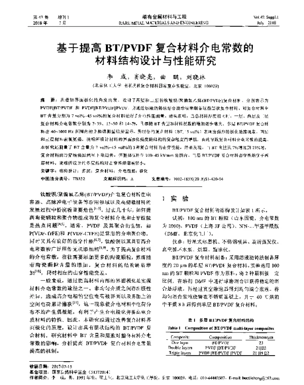 基于提高BTPVDF复合材料介电常数的材料结构设计与性能研究