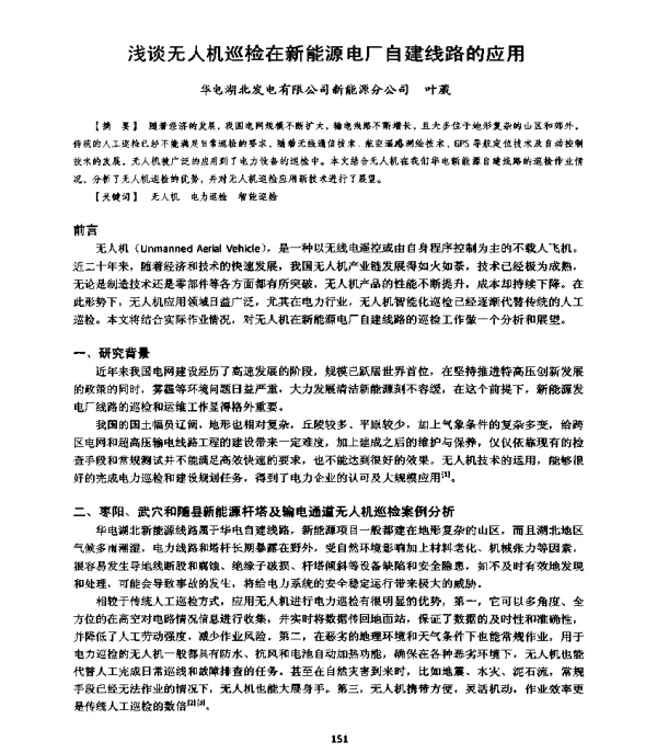 浅谈无人机巡检在新能源电厂自建线路的应用