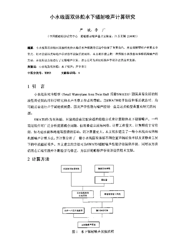 小水线面双体船水下辐射噪声计算研究