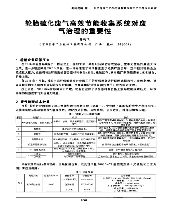 轮胎硫化废气高效节能收集系统对废气治理的重要性