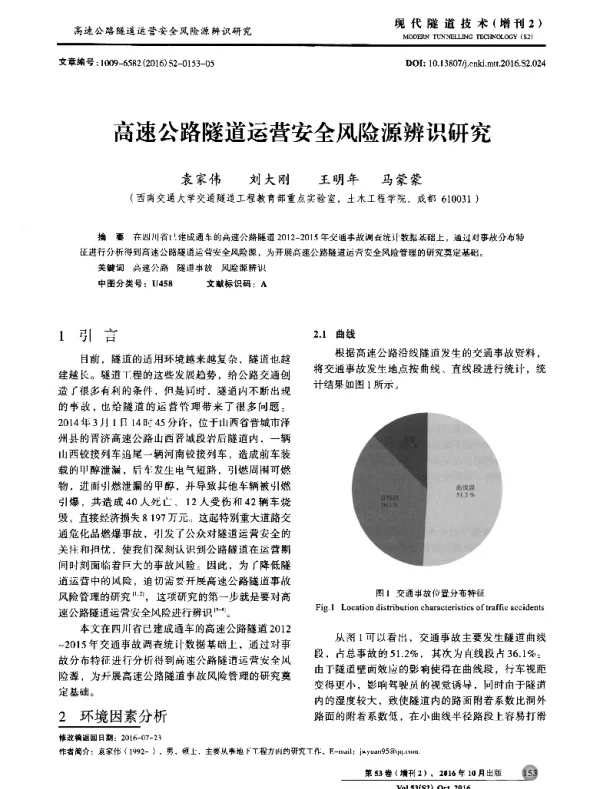 高速公路隧道运营安全风险源辨识研究