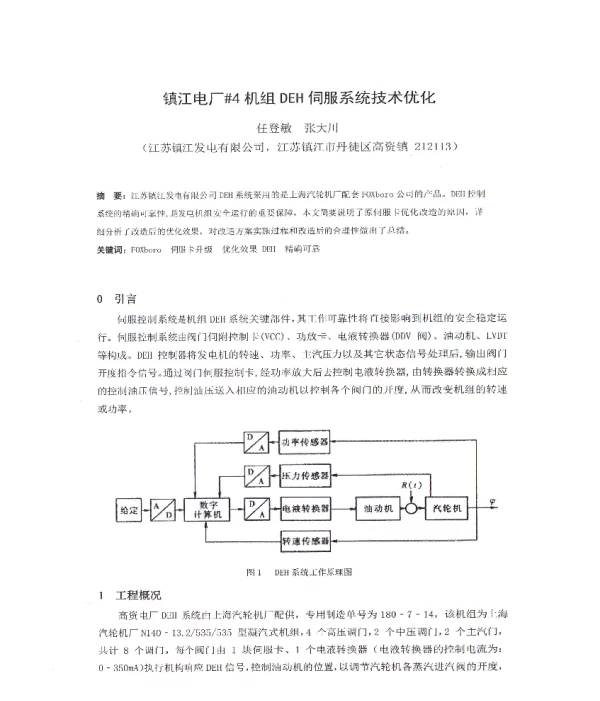 镇江电厂4机组DEH伺服系统技术优化