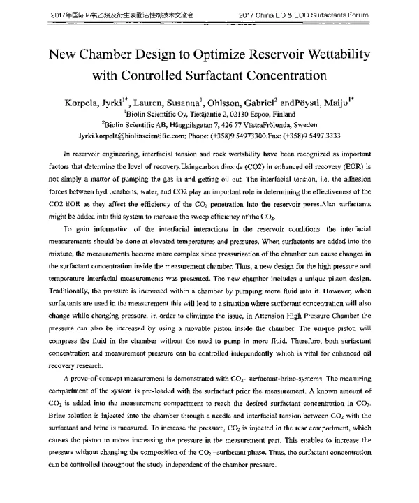 NewChamberDesigntoOptimizeReservoirWettabilitywithControlledSurfactantConcentration