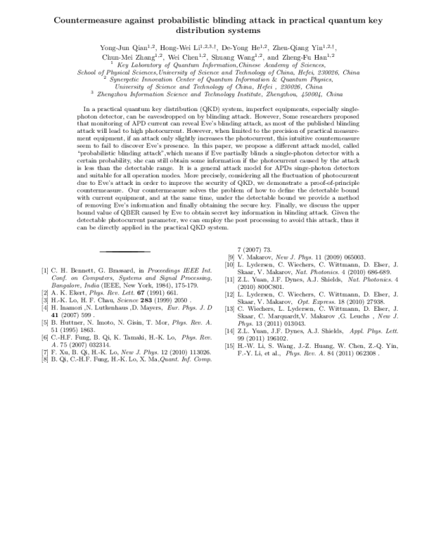 Countermeasureagainstprobabilisticblindingattackinpracticalquantumkeydistributionsystems