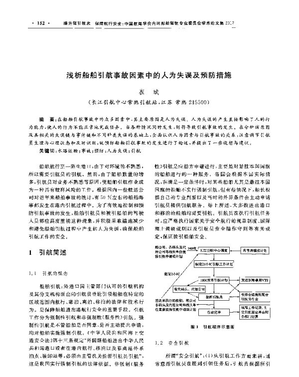 浅析船舶引航事故因素中的人为失误及预防措施