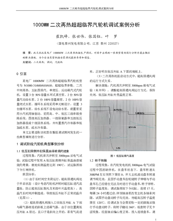 1000MW二次再热超超临界汽轮机调试案例分析