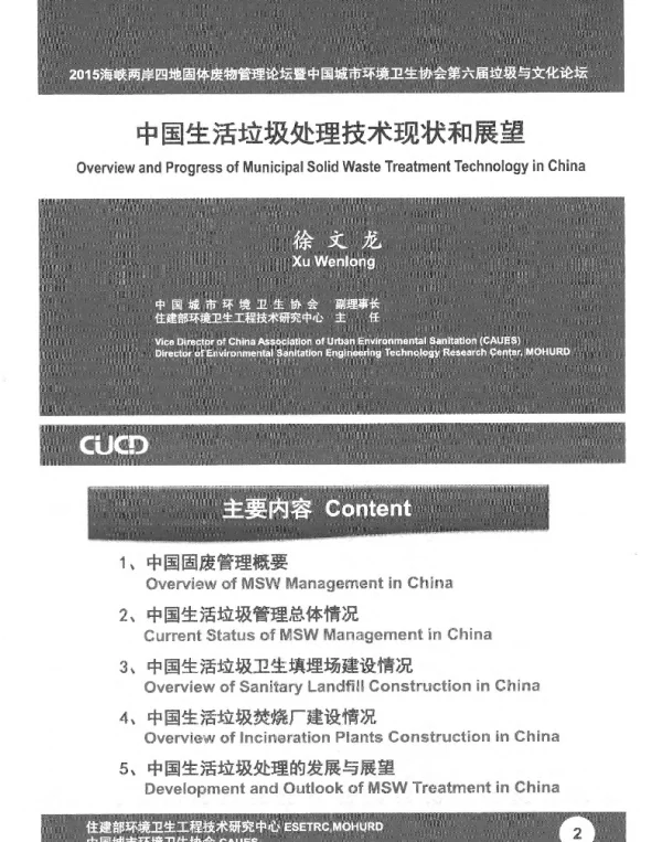 中国生活垃圾处理技术现状和展望