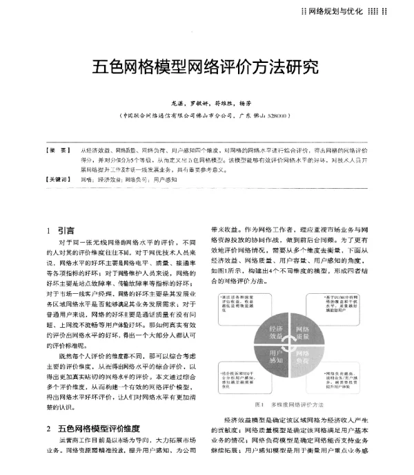 五色网格模型网络评价方法研究