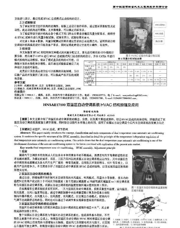 双温区自动空调系统HVAC结构原理及应用