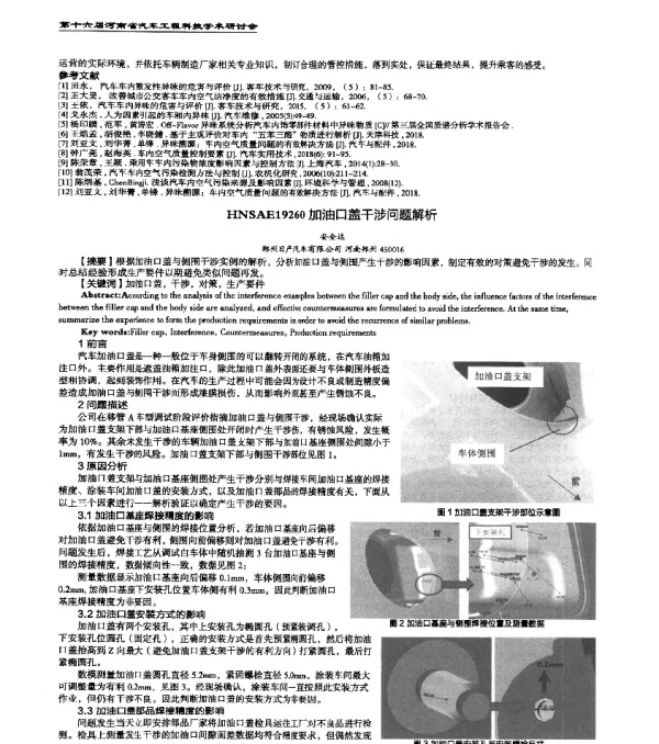 HNSAE19260加油口盖干涉问题解析
