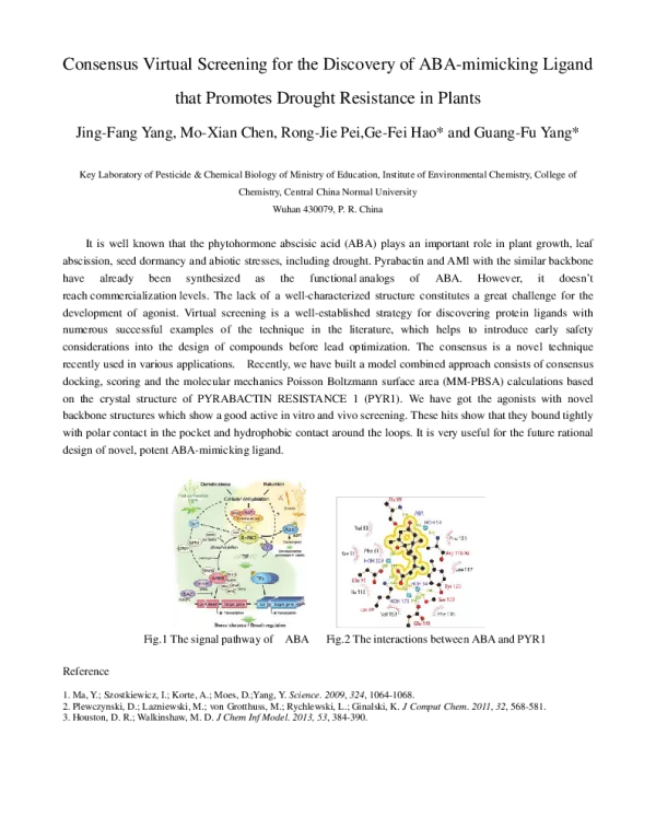 ConsensusVirtualScreeningfortheDiscoveryofABA-mimickingLigandthatPromotesDroughtResistanceinPlants