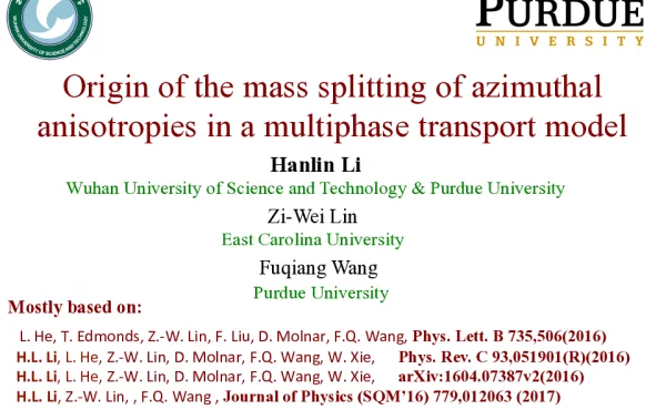 Originofthemasssplittingofazimuthalanisotropiesinamultiphasetransportmodel