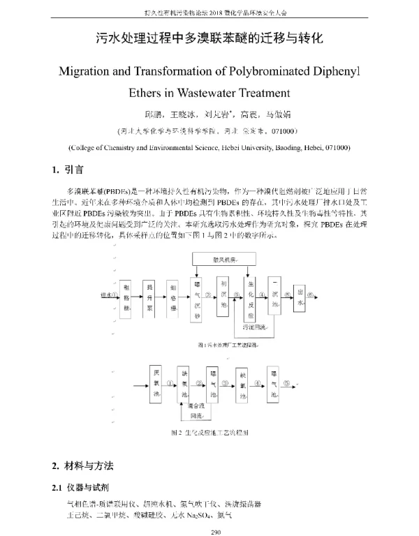 污水处理过程中多溴联苯醚的迁移与转化