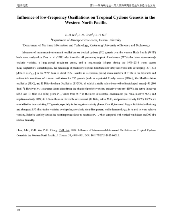 Influenceoflow-frequencyOscillationsonTropicalCycloneGenesisintheWesternNorthPacific