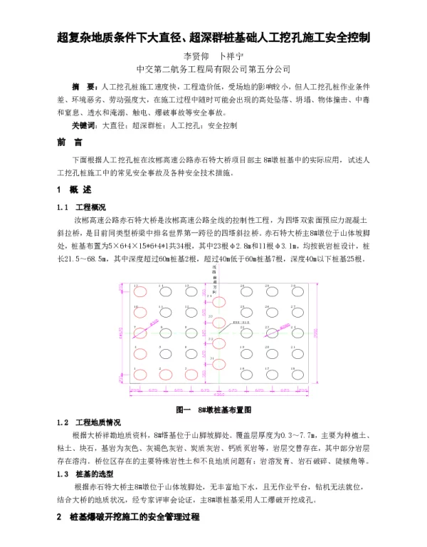 超复杂地质条件下大直径、超深群桩基础人工挖孔施工安全控制