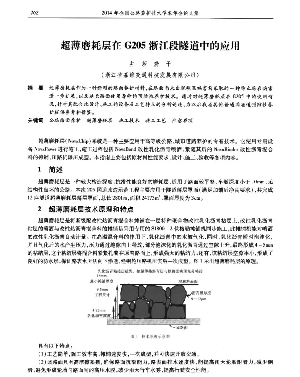 超薄磨耗层在G205浙江段隧道中的应用