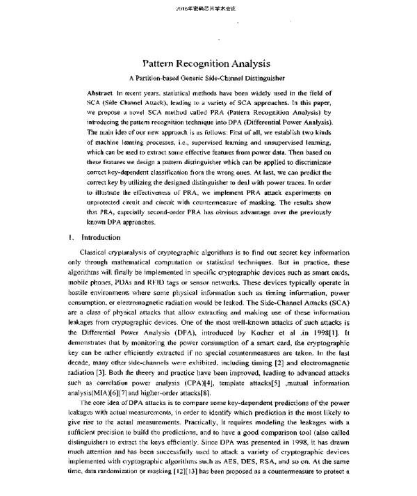 PatternRecognitionAnalysisAPartition-basedGenericSide-ChannelDistinguisher