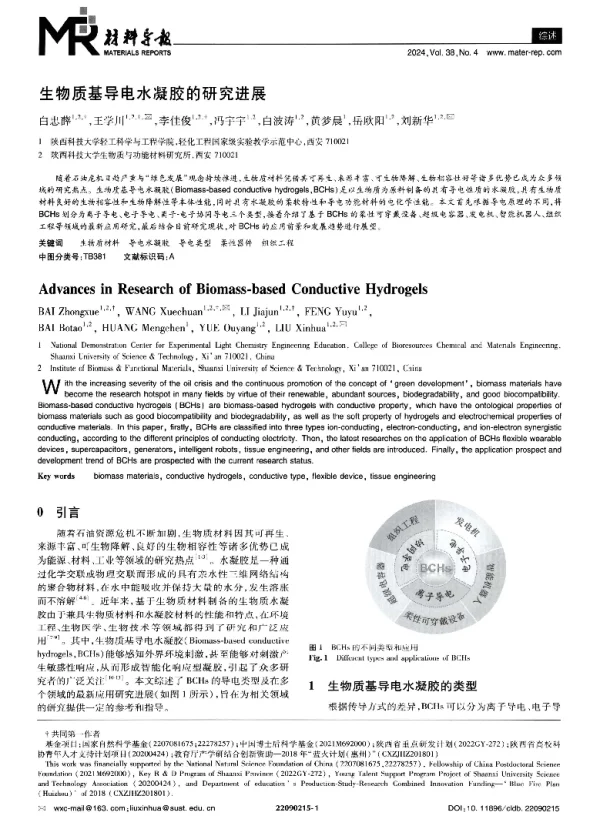 生物质基导电水凝胶的研究进展