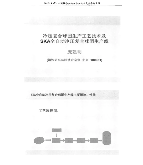 冷压复合球团生产工艺技术及SKA全自动冷压复合球团生产线