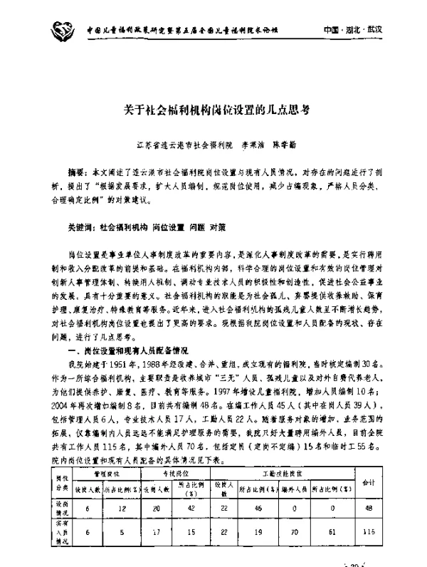 关于社会福利机构岗位设置的几点思考